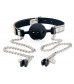 Серебристо-черный кляп с зажимами на соски Breathable Ball Gag With Nipple Clamp