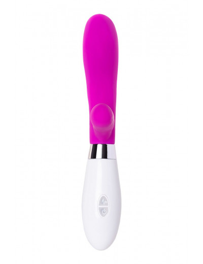 Розовый силиконовый вибратор с клиторальным стимулятором A-Toys Mady - 20,4 см.