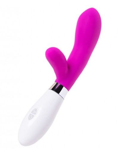 Розовый силиконовый вибратор с клиторальным стимулятором A-Toys Mady - 20,4 см.