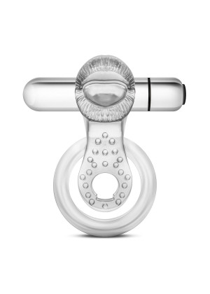 Прозрачное эрекционное кольцо с подхватом, вибропулей и язычком 10 Function Vibrating Tongue Ring