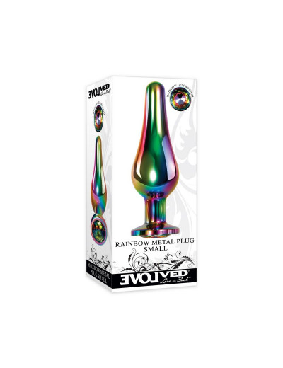 Радужная анальная пробка Rainbow Metal Plug Small - 9,4 см.