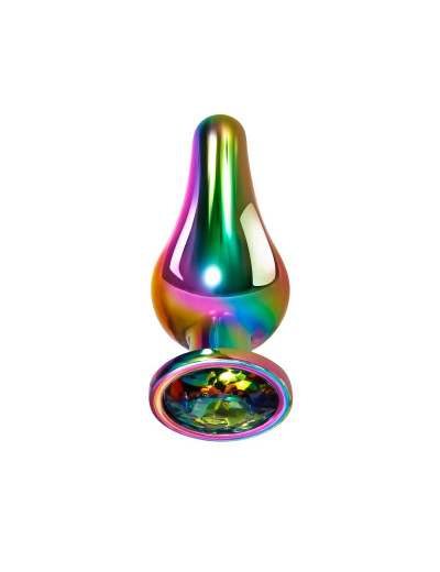 Радужная анальная пробка Rainbow Metal Plug Small - 9,4 см.