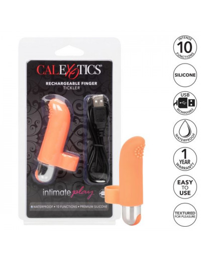 Оранжевая пулька-насадка на палец Finger Tickler - 8,25 см.