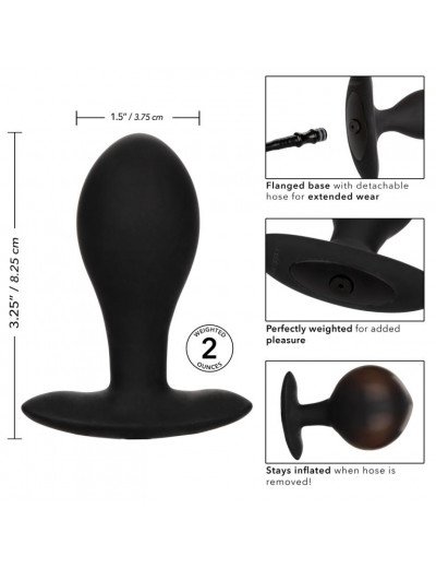 Черная расширяющаяся анальная пробка Weighted Silicone Inflatable Plug Large - 8,25 см.