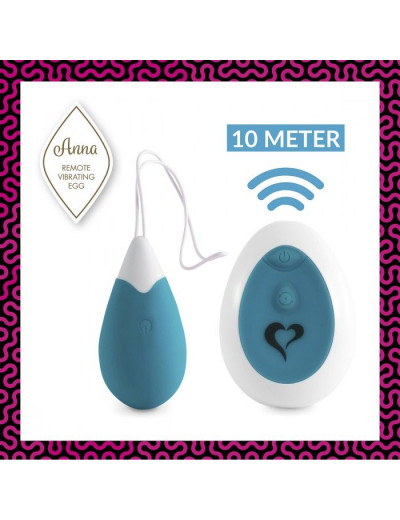Бирюзовое виброяйцо на радиоуправлении Anna Vibrating Egg Remote