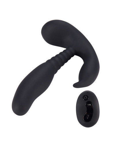 Черный стимулятор простаты Remote Control Anal Pleasure Vibrating Prostate Stimulator - 13,5 см.
