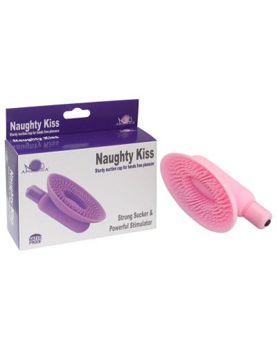 Розовая вакумная помпа для клитора Naughty Kiss