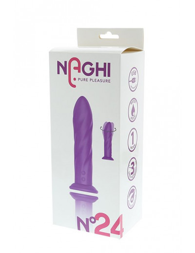 Фиолетовый вибратор-ротатор NAGHI NO.24 RECHARGEABLE VIBRATOR - 17,5 см.