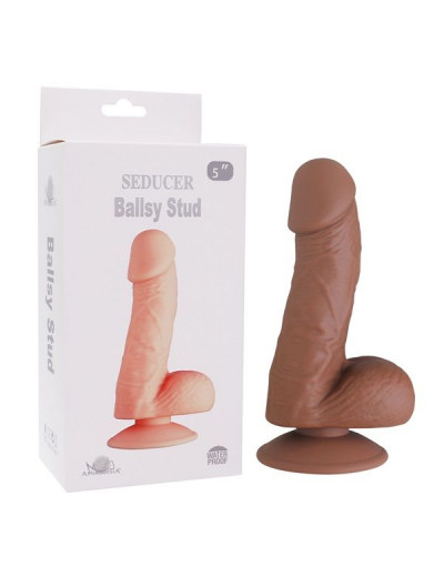 Коричневый фаллоимитатор SEDUCER Ballsy Stud - 16,5 см.