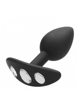 Черная анальная пробка Diamond Butt Plug With Handle - 9,1 см.