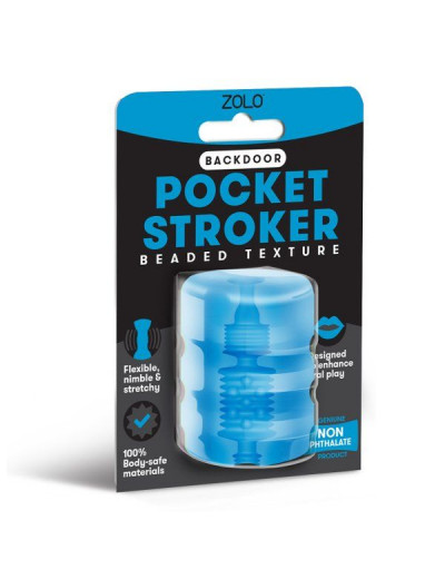 Голубой портативный мастурбатор Zolo Backdoor Pocket Stroker