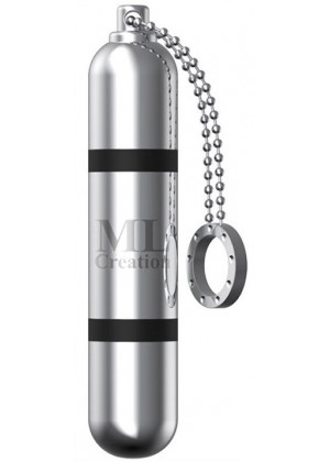 Серебристый мини-вибратор на цепочке Glittering Bullet - 9 см.