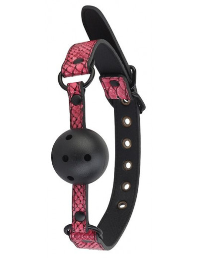 Черно-розовый кляп-шарик с отверстиями BALL GAG