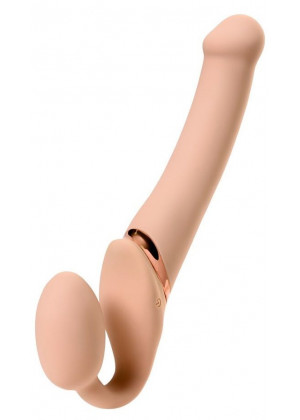 Телесный безремневой вибрострапон Silicone Bendable Strap-On M