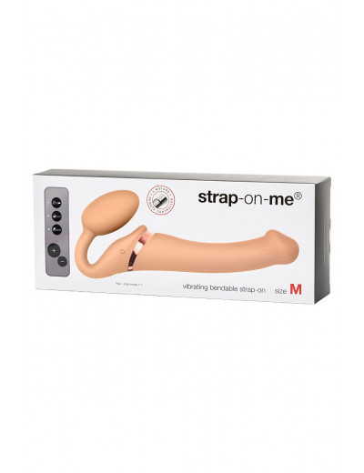 Телесный безремневой вибрострапон Silicone Bendable Strap-On M