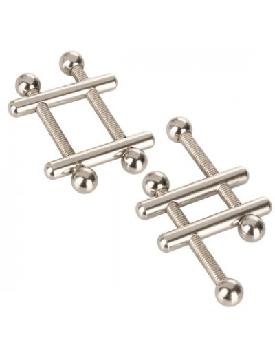 Серебристые металлические зажимы для сосков Crossbar Nipple Vices