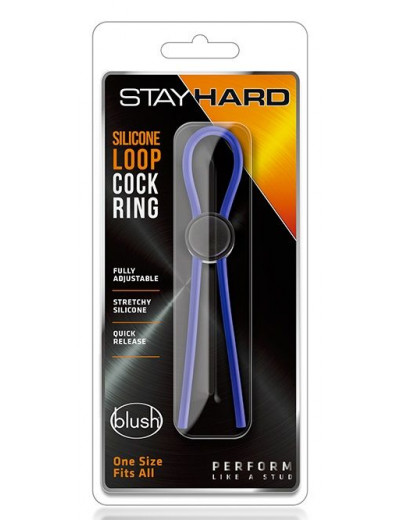 Синее эрекционное лассо Silicone Loop Cock Ring