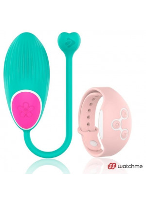 Зеленое виброяйцо с нежно-розовым пультом-часами Wearwatch Egg Wireless Watchme