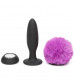 Черная анальная вибропробка Rechargeable Vibrating Bunny Tail Butt Plug Medium - 12 см.