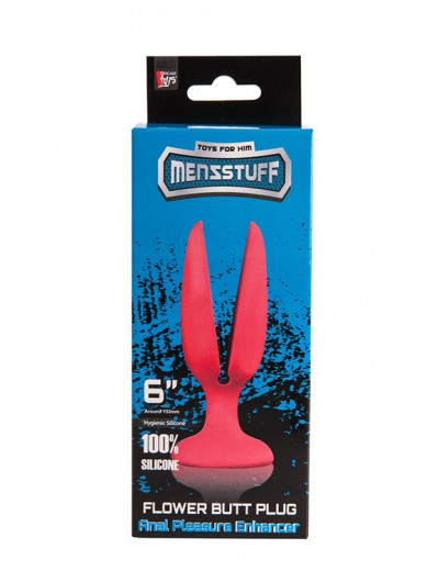 Красная пробка-бутон MENZSTUFF FLOWER BUTT PLUG 6INCH - 15 см.