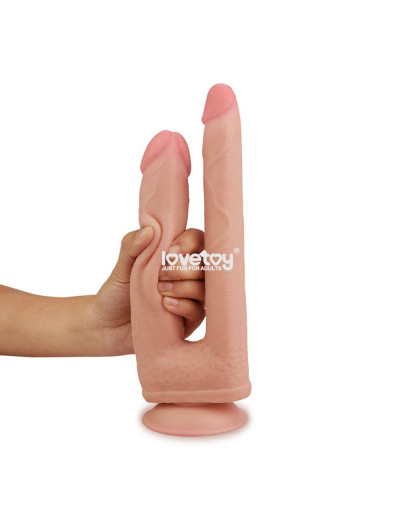 Двойной фаллоимитатор Skinlike Double Penetration Soft Cock - 25 см.