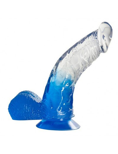 Синий фаллоимитатор с прозрачной верхней частью JELLY JOY FADE OUT DONG 6INCH - 15,2 см.