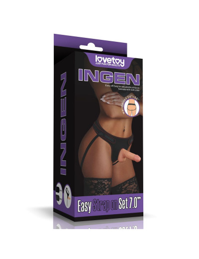 Телесная насадка с черными трусиками Easy Strapon Set 7.0 - 18 см.