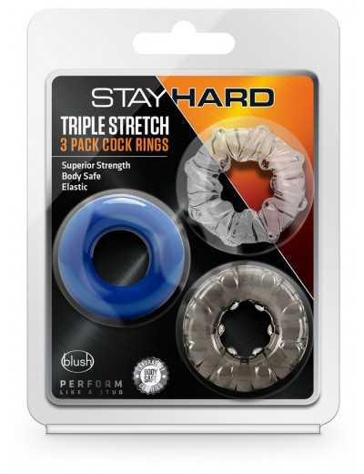 Набор из 3 эрекционных колец Triple Stretch 3 Pack Cock Rings