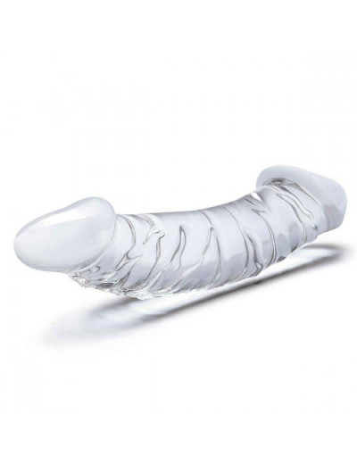 Прозрачный двухголовый стимулятор с рельефом 10,5  Girthy Realistic Glass Double Dong - 26,7 см.