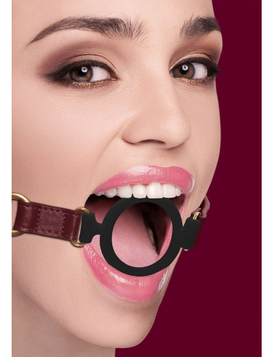 Кляп-кольцо на бордовых ремешках Silicone Ring Gag