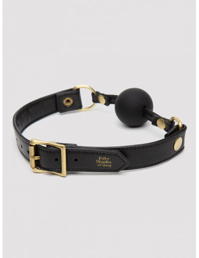Черный кляп-шар Bound to You Faux Leather Ball Gag