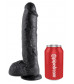 Реалистичный чёрный фаллоимитатор-гигант 10  Cock with Balls - 25,4 см.