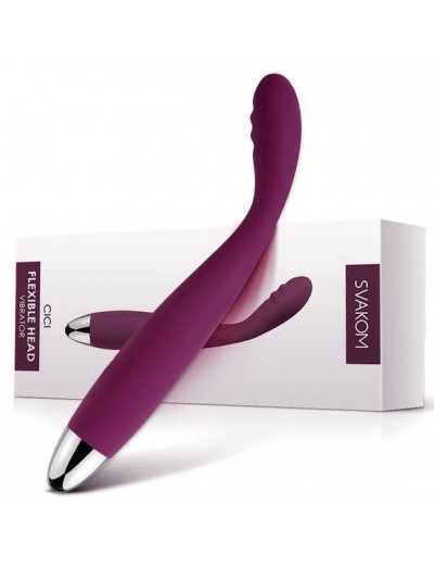 Фиолетовый вибратор Cici Violet с гнущейся головкой - 18,2 см.