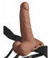 Кофейный перезаряжаемый вибрострапон 6  Hollow Rechargeable Strap-On Remote - 17,5 см.