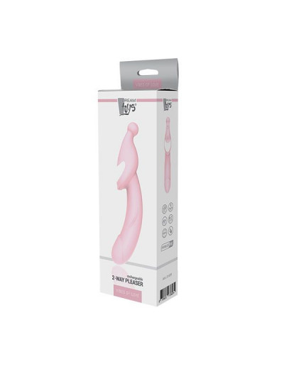 Розовый вибромассажер 2-WAY PLEASER - 21 см.