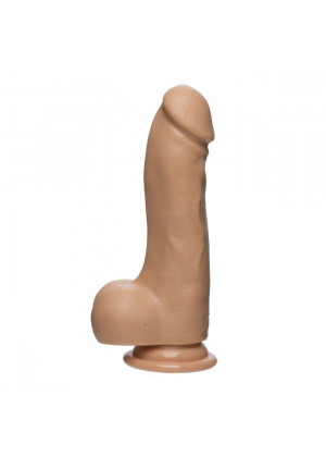 Телесный фаллоимитатор с изгибом и мошонкой Master D FIRMSKYN 7.5 with Balls - 19,05 см.