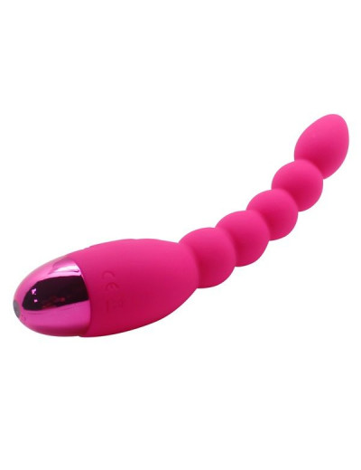 Розовый анальный вибростимулятор Lovers Beads - 19 см.