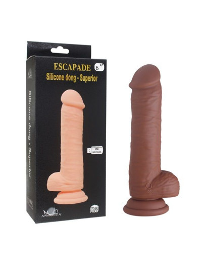 Коричневый вибратор-реалистик Superior Dong из силикона - 17,5 см.