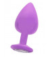 Фиолетовая анальная пробка OUCH! Extra Large Diamond Butt Plug с кристаллом - 9,3 см.