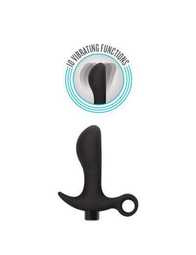 Черный анальный вибратор Silicone Vibrating Prostate Massager 01 - 10,8 см.