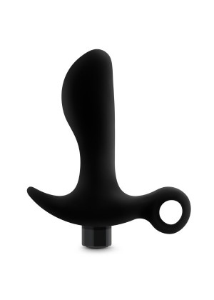 Черный анальный вибратор Silicone Vibrating Prostate Massager 01 - 10,8 см.