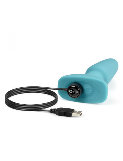 Голубая вибропробка с ротацией шариков RIMMING REMOTE CONTROL PLUG TEAL - 15,2 см.