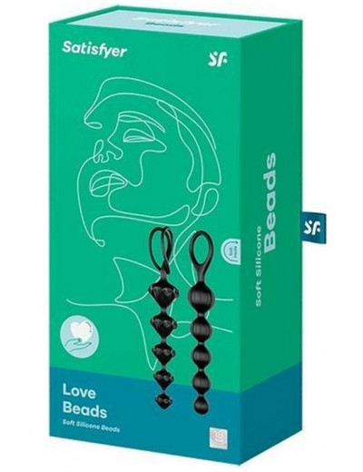 Набор из 2 чёрных анальных цепочек Satisfyer Love Beads