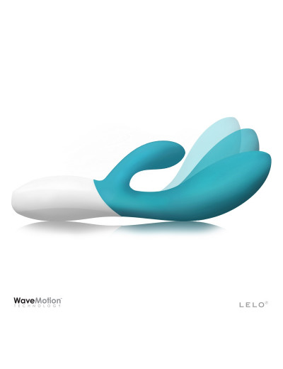 Вибромассажер с клиторальным стимулятором INA Wave Blue - 19,5 см.