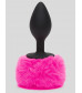 Черная анальная пробка с розовым хвостом Medium Bunny Tail Butt Plug