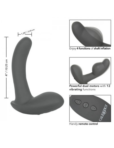 Серый стимулятор простаты Remote Control Inflatable Probe с вибрацией и функцией расширения - 11,5 см.