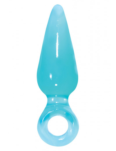 Голубая анальная пробка с кольцом Pleasures Plug Mini - 9 см.