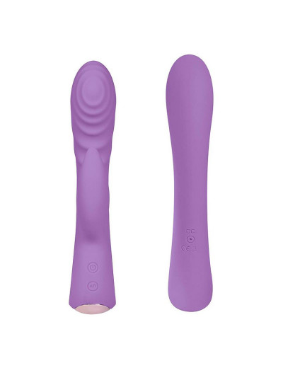 Фиолетовый вибромассажер-кролик 5  Silicone Ripple Passion - 19,1 см.