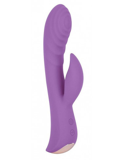Фиолетовый вибромассажер-кролик 5  Silicone Ripple Passion - 19,1 см.