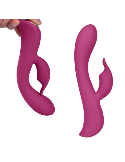 Бордовый вибромассажер-кролик 5  Silicone Bunny Love - 19,1 см.